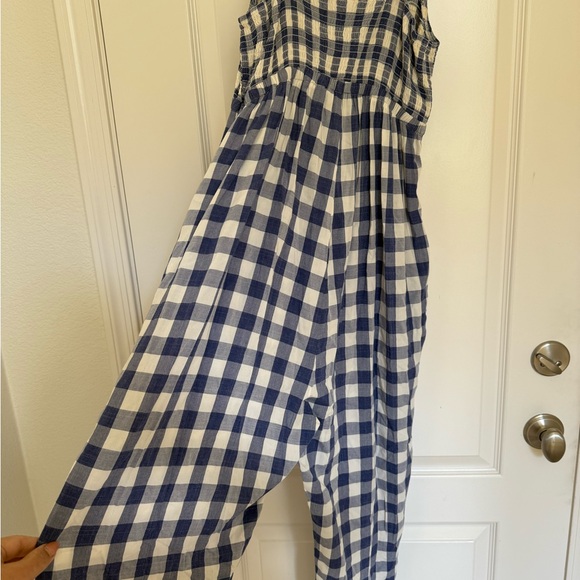 Nom Maternity Blue and White Checkered Jumpsuit - Picture 7 of 8